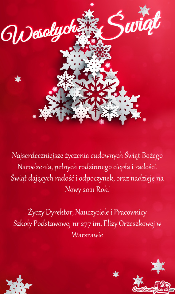 ?ci. Świąt dających radość i odpoczynek, oraz nadzieję na Nowy 2021 Rok