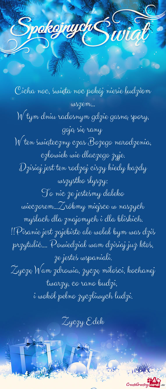 Cicha noc, święta noc pokój niesie ludziom wszem