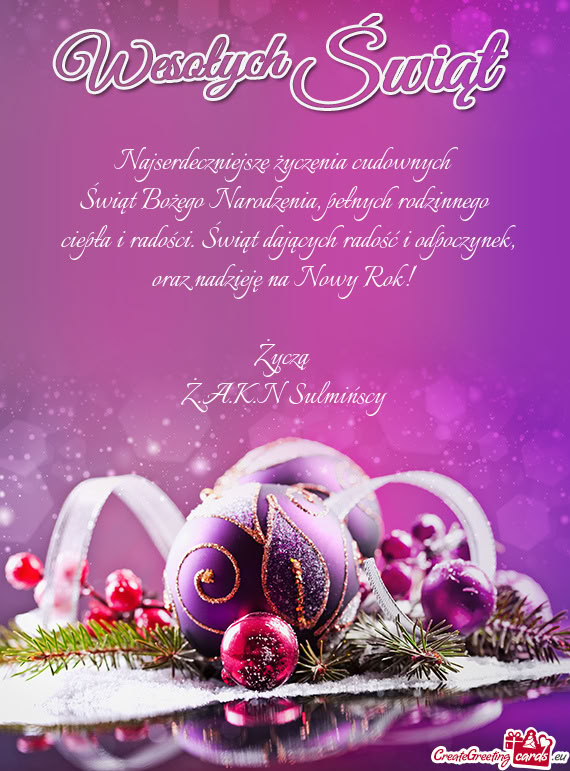 Ciepła i radości. Świąt dających radość i odpoczynek, oraz nadzieję na Nowy Rok