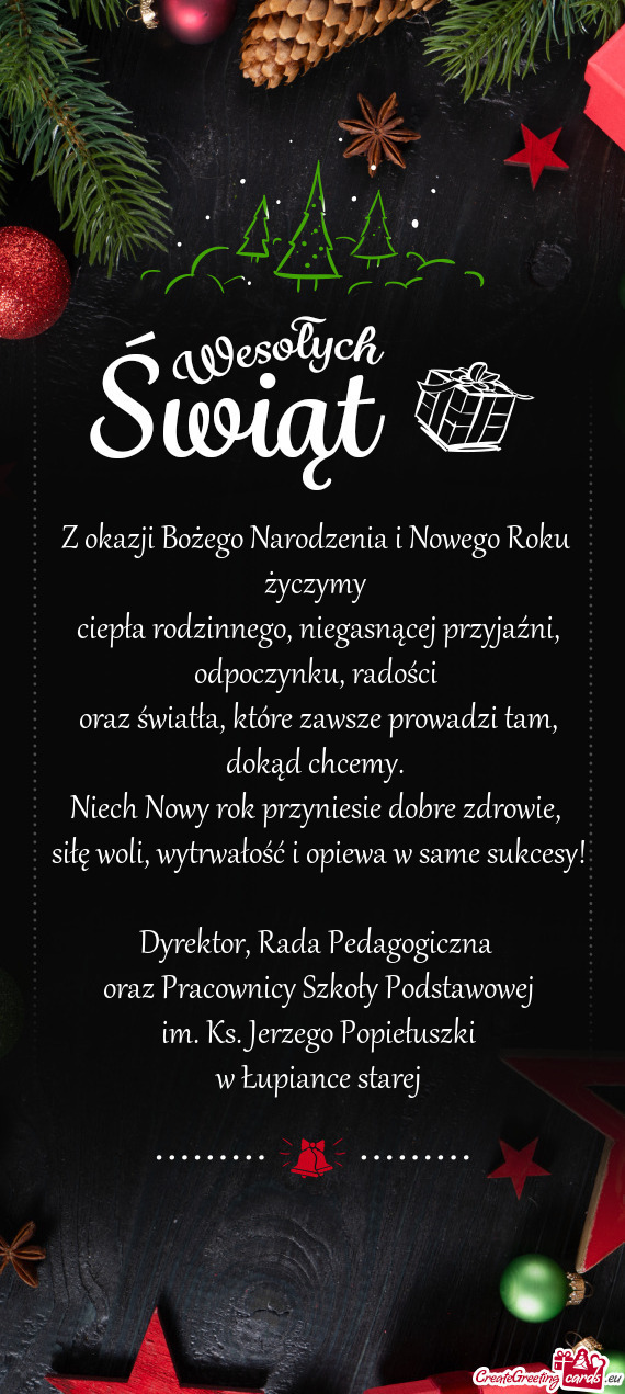 Ciepła rodzinnego, niegasnącej przyjaźni, odpoczynku, radości