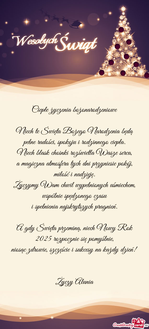 Ciepłe życzenia bożonarodzeniowe Niech te Święta Bożego Narodzenia będą pełne radości