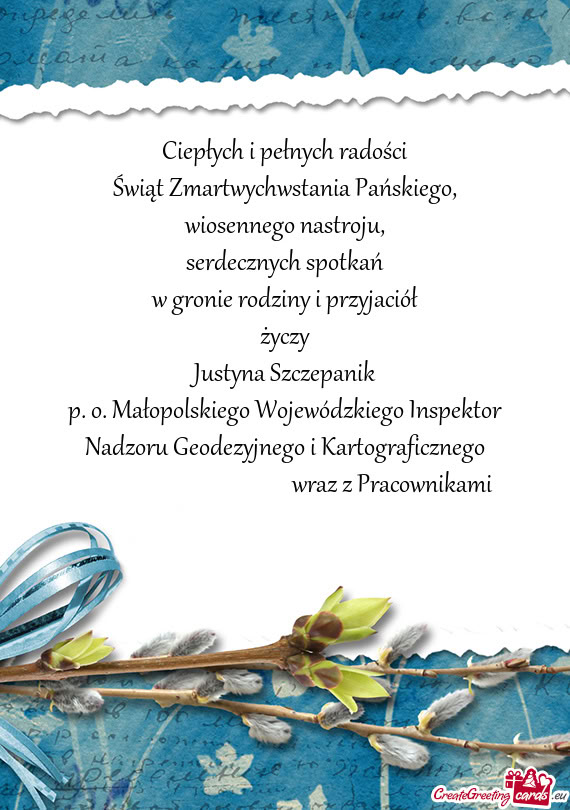 Ciepłych i pełnych radości Świąt Zmartwychwstania Pańskiego