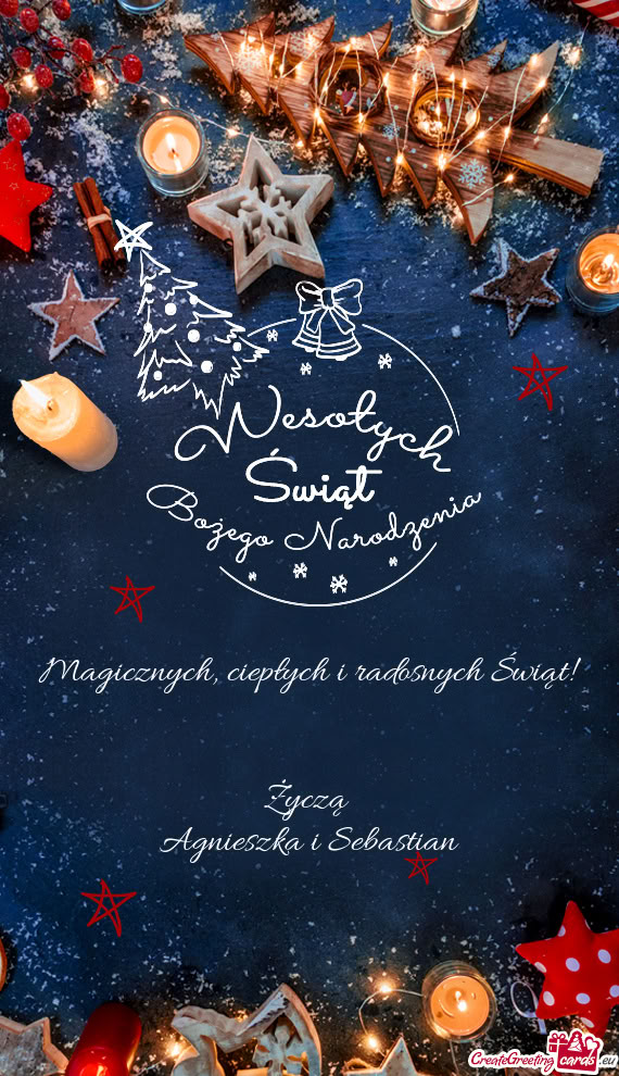 Ciepłych i radosnych Świąt! Życzą Agnieszka i Sebastian