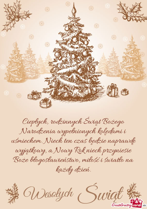 Ciepłych, rodzinnych Świąt Bożego Narodzenia wypełnionych kolędami i uśmiechem. Niech ten cza