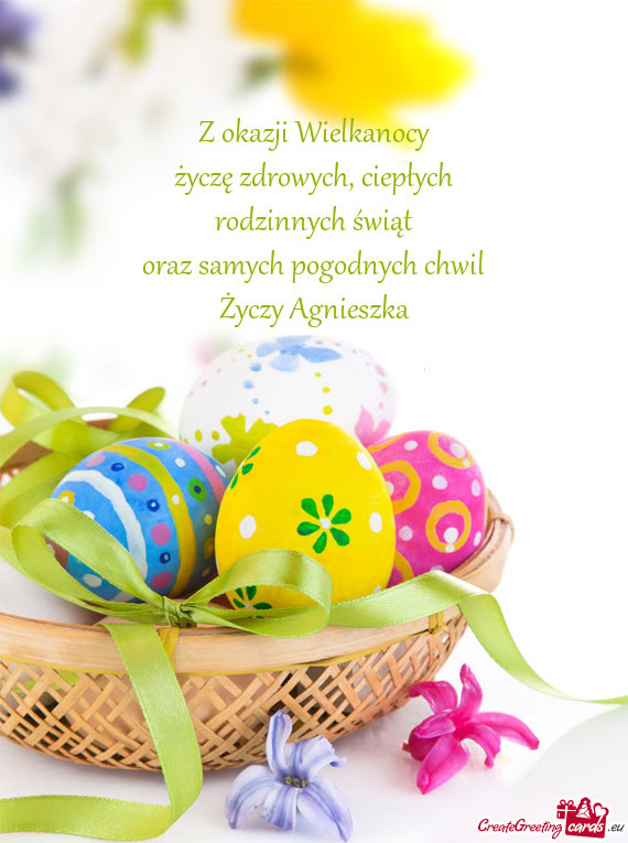 Ciepłych rodzinnych świąt oraz samych pogodnych chwil Agnieszka