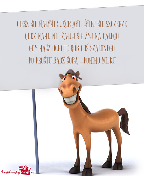 CIESZ SIĘ MAŁYMI SUKCESAMI, ŚMIEJ SIĘ SZCZERZE GODZINAMI, NIE ŻAŁUJ SIŁ ŻYJ NA CAŁEGO