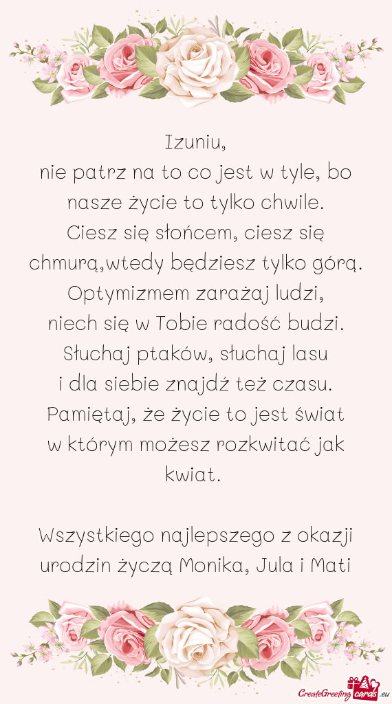 Ciesz się słońcem, ciesz się chmurą,wtedy będziesz tylko górą