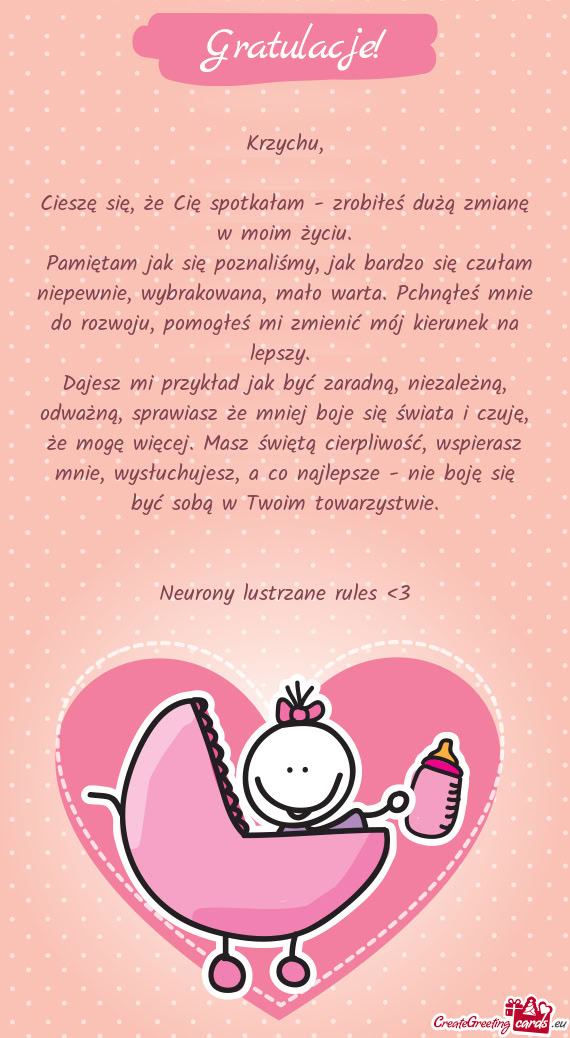 Cieszę się, że Cię spotkałam - zrobiłeś dużą zmianę w moim życiu