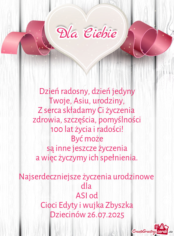 Cioci Edyty i wujka Zbyszka