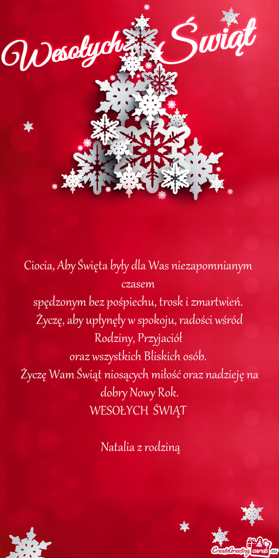 Ciocia, Aby Święta były dla Was niezapomnianym czasem