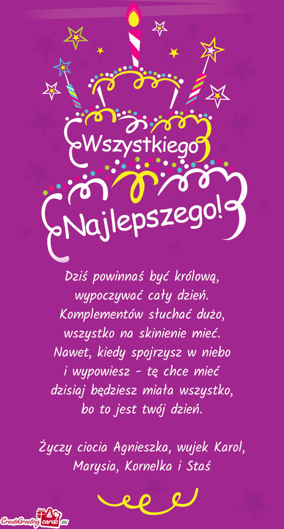 Ciocia Agnieszka, wujek Karol, Marysia, Kornelka i Staś
