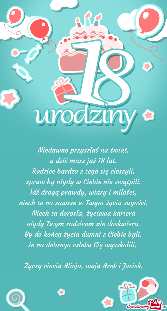 Ciocia Alicja, wuja Arek i Jasiek