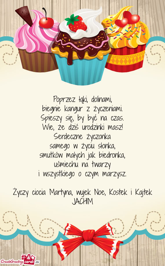 Ciocia Martyna, wujek Noe, Kostek i Kajtek JACHIM