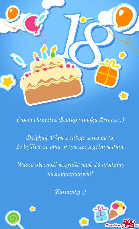 Ciociu chrzestna Beatko i wujku Arturze :)