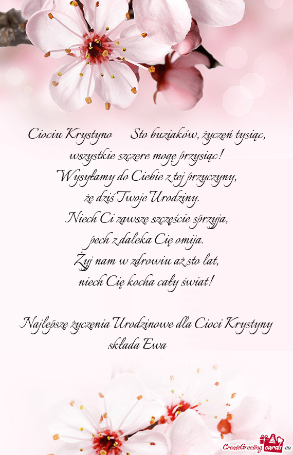 Ciociu Krystyno❤️❤️❤️Sto buziaków, życzeń tysiąc