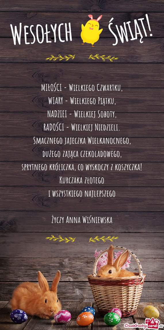 Co wyskoczy z koszyczka! Kurczaka złotego i wszystkiego najlepszego Anna Wiśniewska