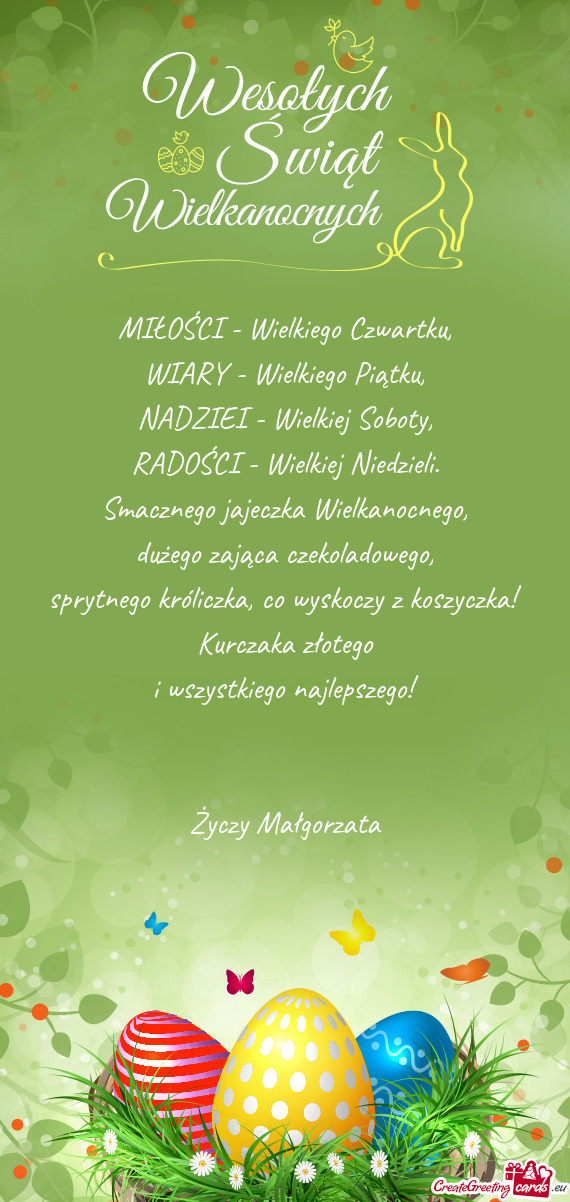 Co wyskoczy z koszyczka! Kurczaka złotego i wszystkiego najlepszego!  Małgorzata