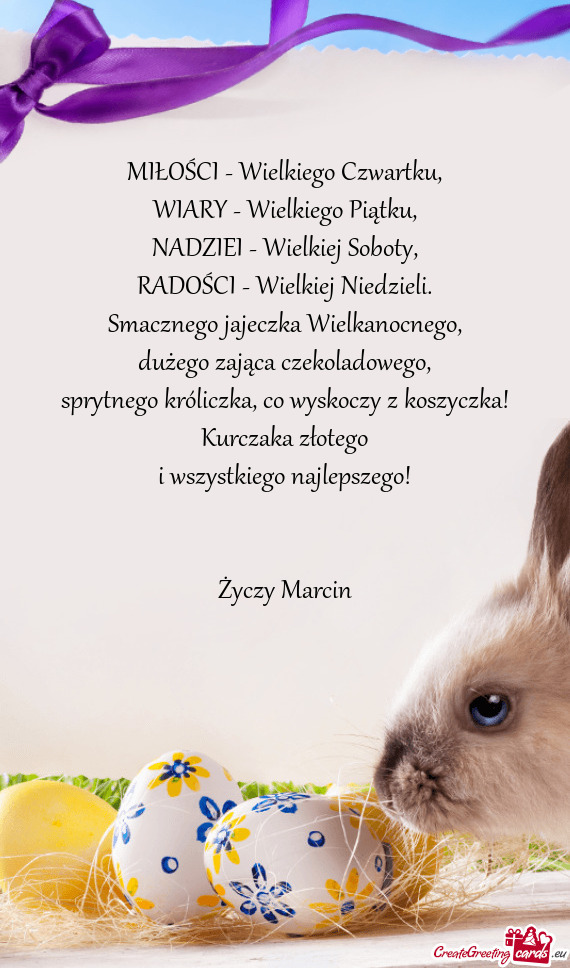 Co wyskoczy z koszyczka! Kurczaka złotego i wszystkiego najlepszego!  Marcin