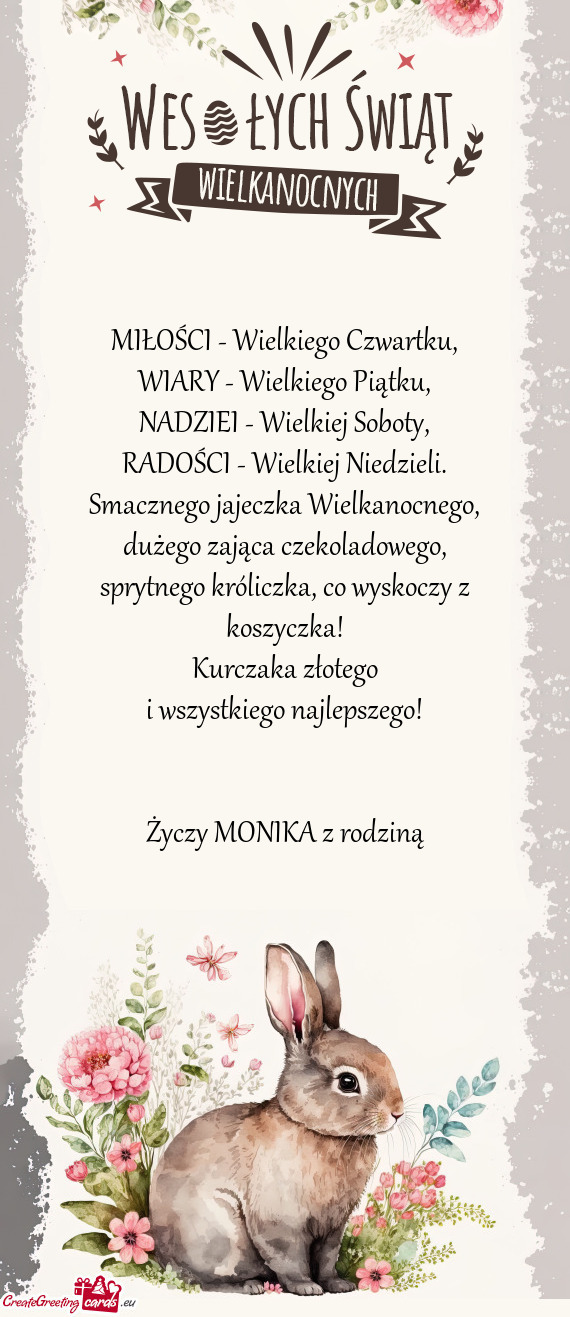 Co wyskoczy z koszyczka! Kurczaka złotego i wszystkiego najlepszego!  MONIKA z rodzin