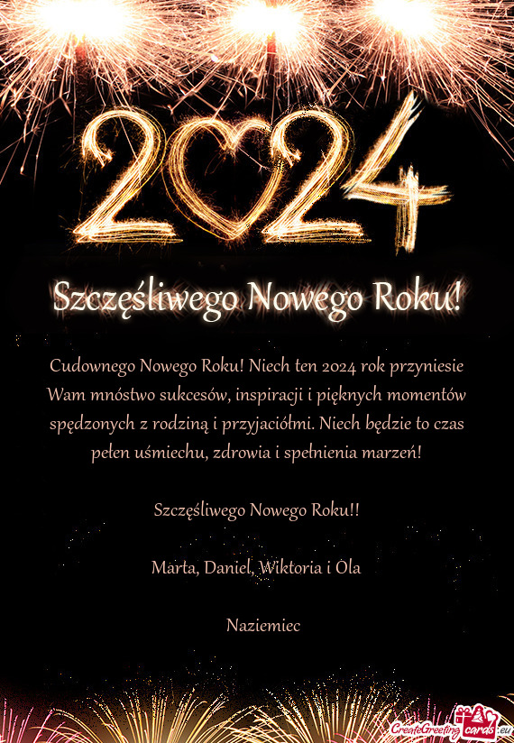 Cudownego Nowego Roku! Niech ten 2024 rok przyniesie Wam mnóstwo sukcesów, inspiracji i pięknych