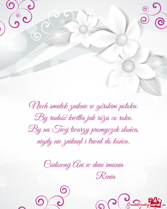 Cudownej Ani w dniu imienin