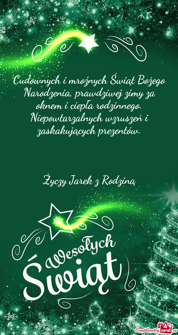 Cudownych i mroźnych Świąt Bożego Narodzenia, prawdziwej zimy za oknem i