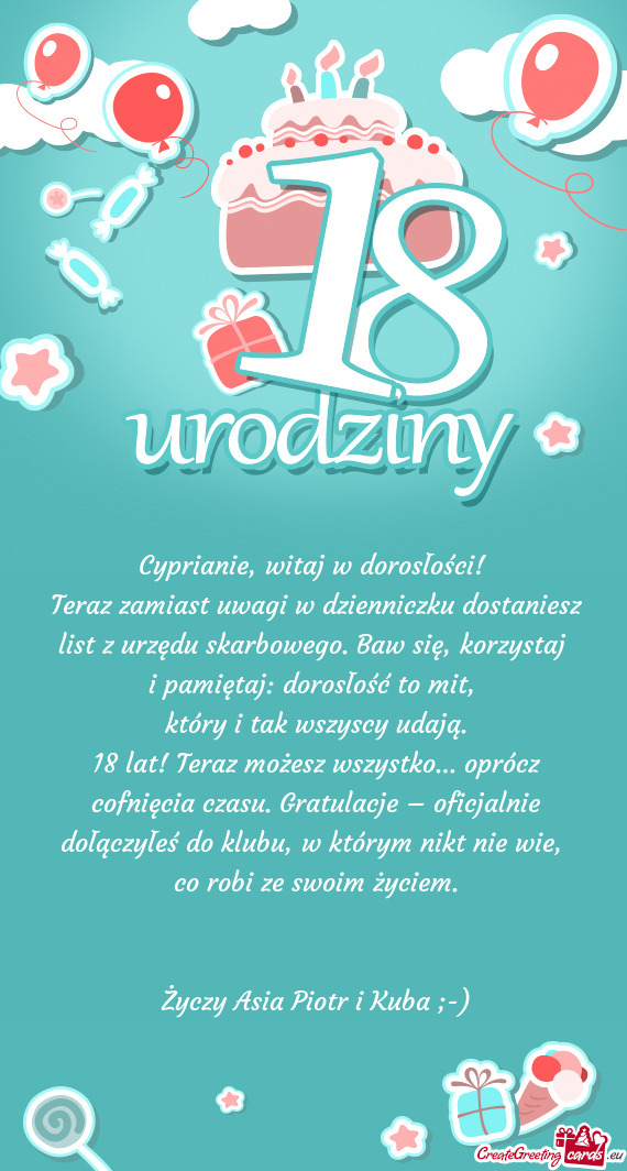 Cyprianie, witaj w dorosłości