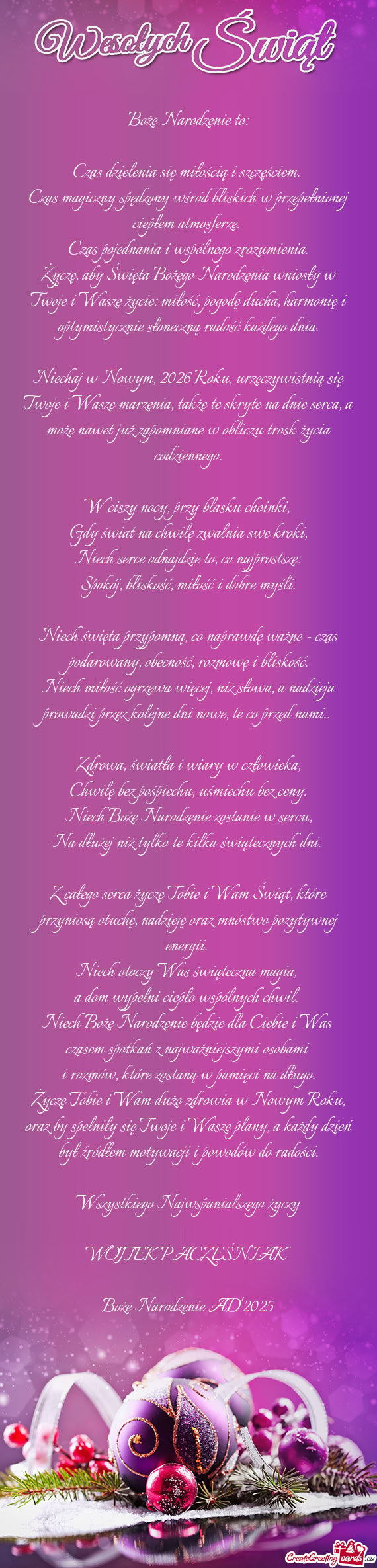 Czas dzielenia się miłością i szczęściem