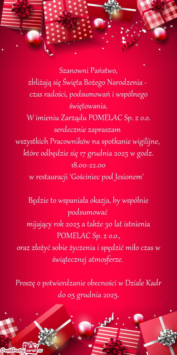 Czas radości, podsumowań i wspólnego świętowania