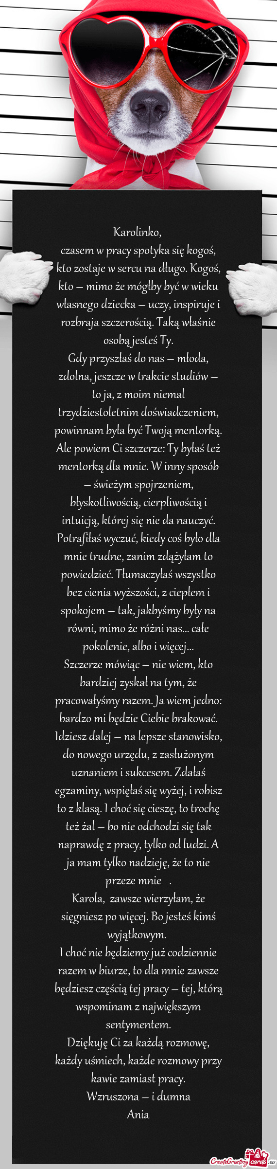 Czasem w pracy spotyka się kogoś, kto zostaje w sercu na długo. Kogoś, kto – mimo że mógłby