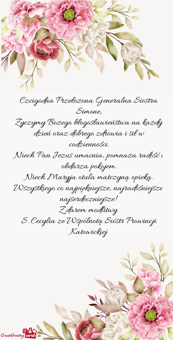 Czcigodna Przełożona Generalna Siostra Simone