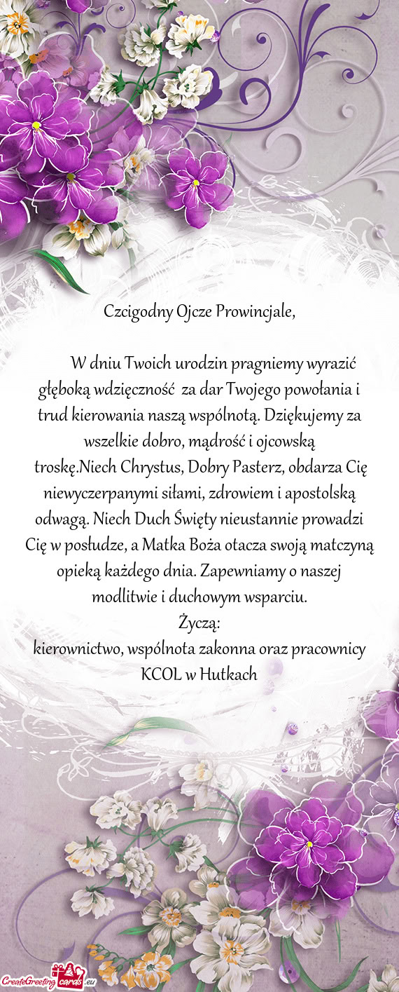 Czcigodny Ojcze Prowincjale