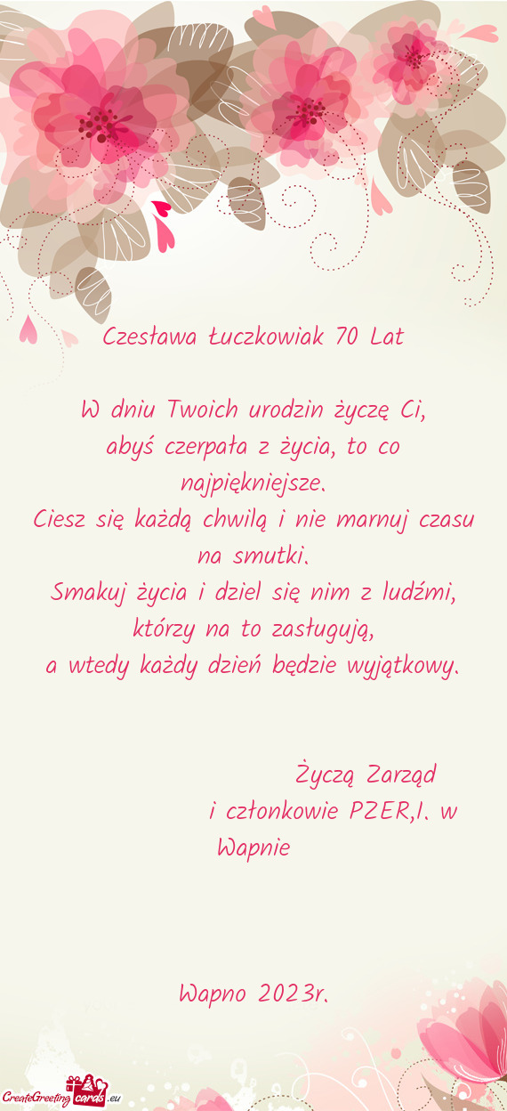 Czesława Łuczkowiak 70 Lat