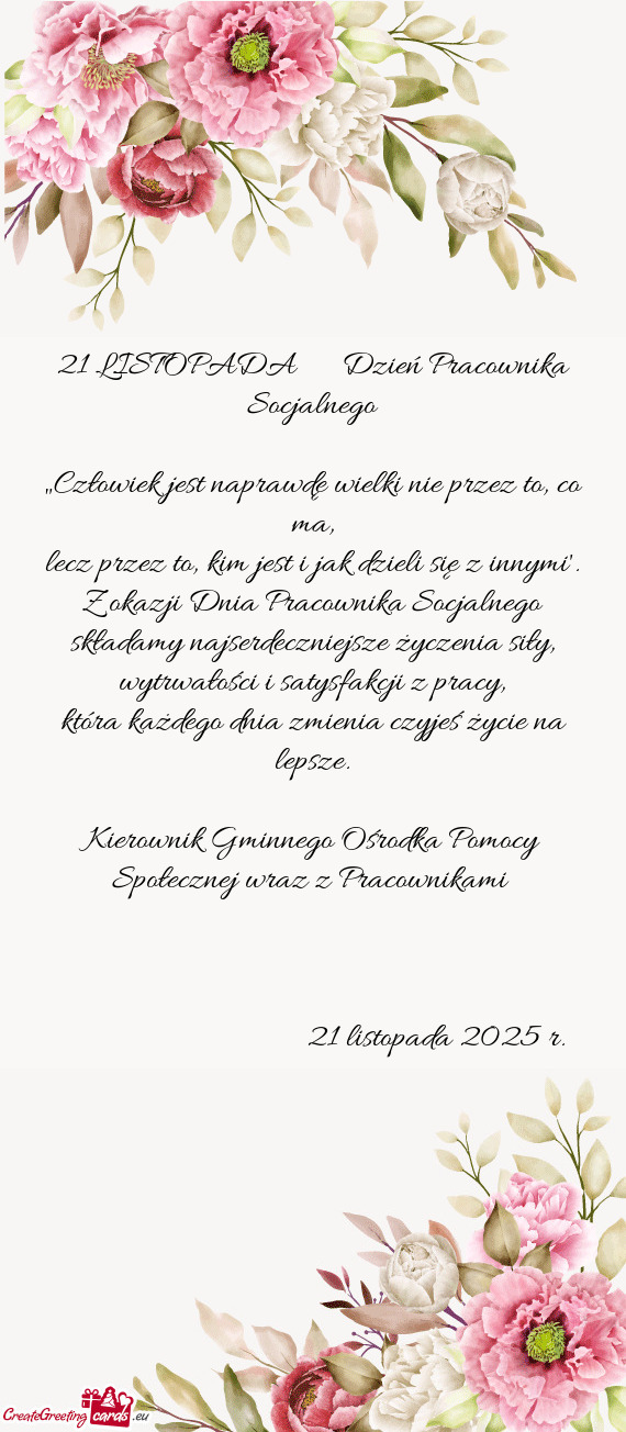 „Człowiek jest naprawdę wielki nie przez to, co ma