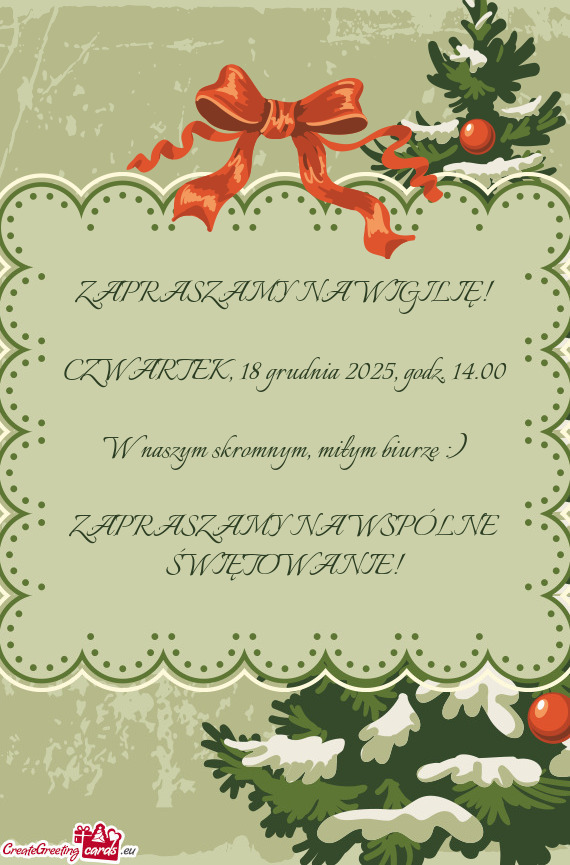 CZWARTEK, 18 grudnia 2025, godz. 14.00