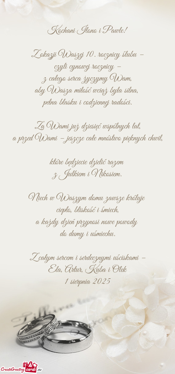 Czyli cynowej rocznicy –