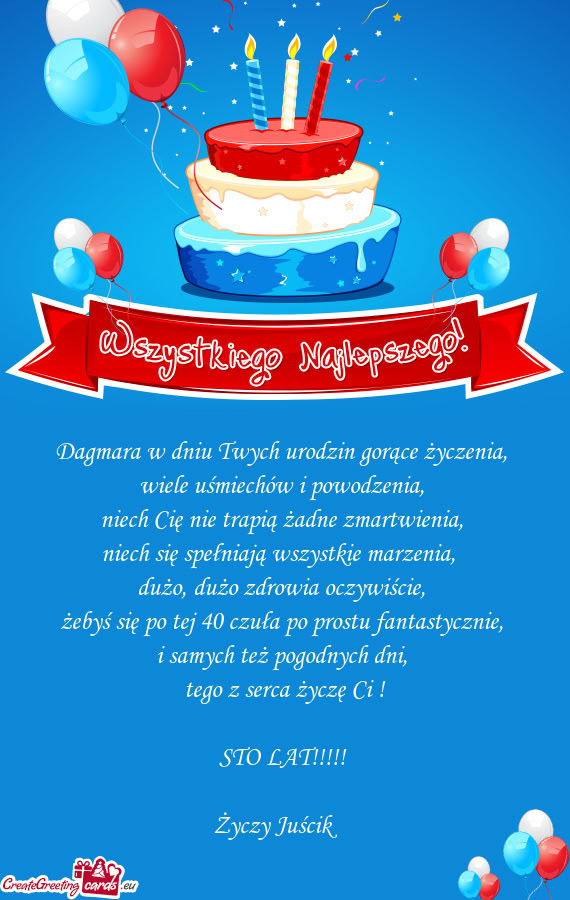Dagmara w dniu Twych urodzin gorące życzenia