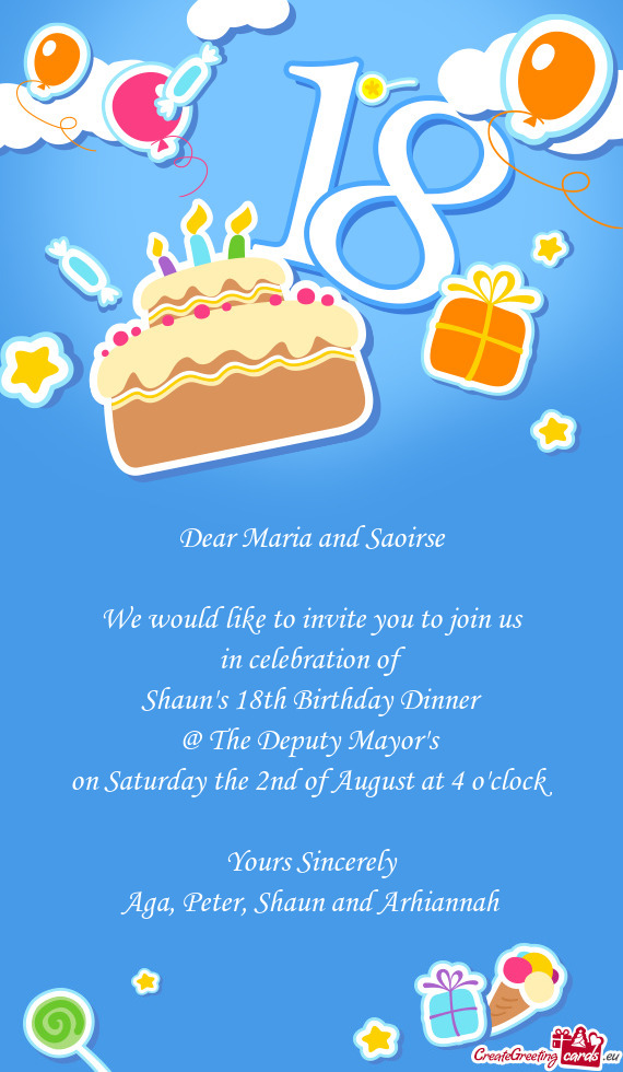 Dear Maria and Saoirse