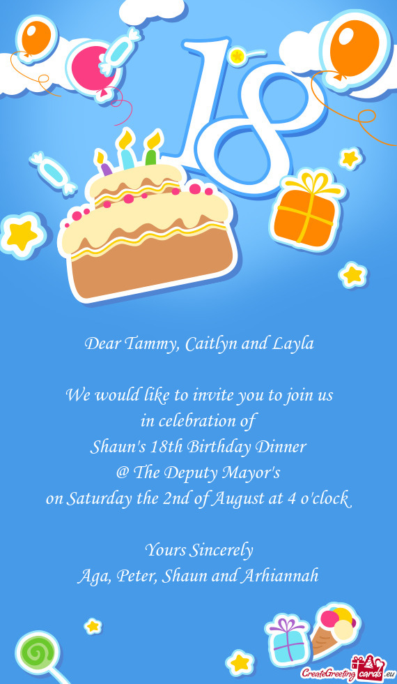 Dear Tammy, Caitlyn and Layla