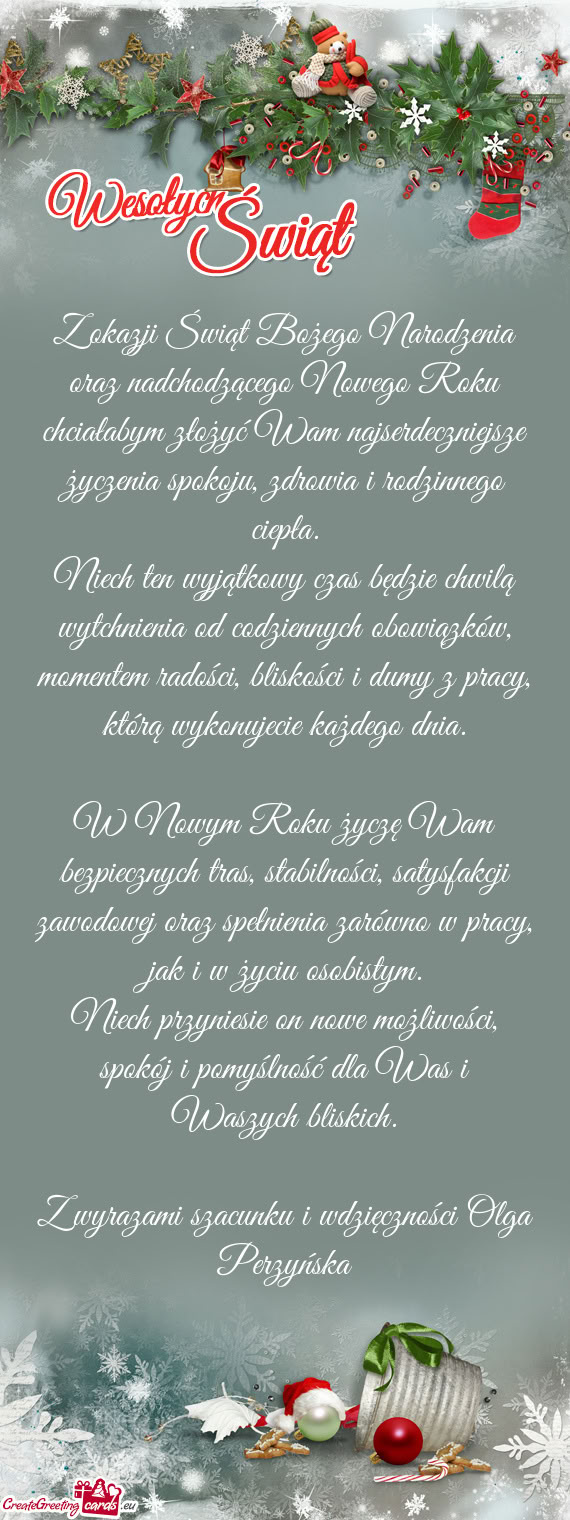 Deczniejsze życzenia spokoju, zdrowia i rodzinnego ciepła