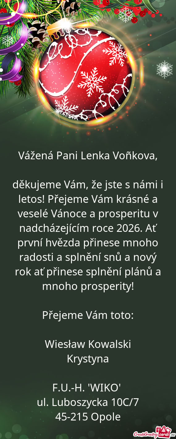 Děkujeme Vám, že jste s námi i letos! Přejeme Vám krásné a veselé Vánoce a prosperitu v na