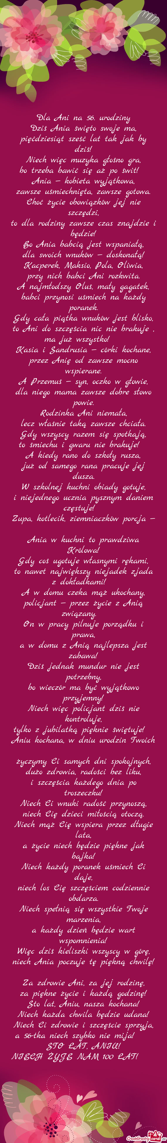 🎉 Dla Ani na 56. urodziny 🎉