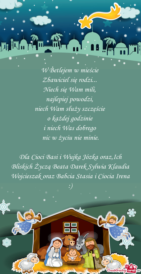 Dla Cioci Basi i Wujka Józka oraz,Ich Bliskich Życzą Beata Darek Sylwia Klaudia Wojcieszak oraz B