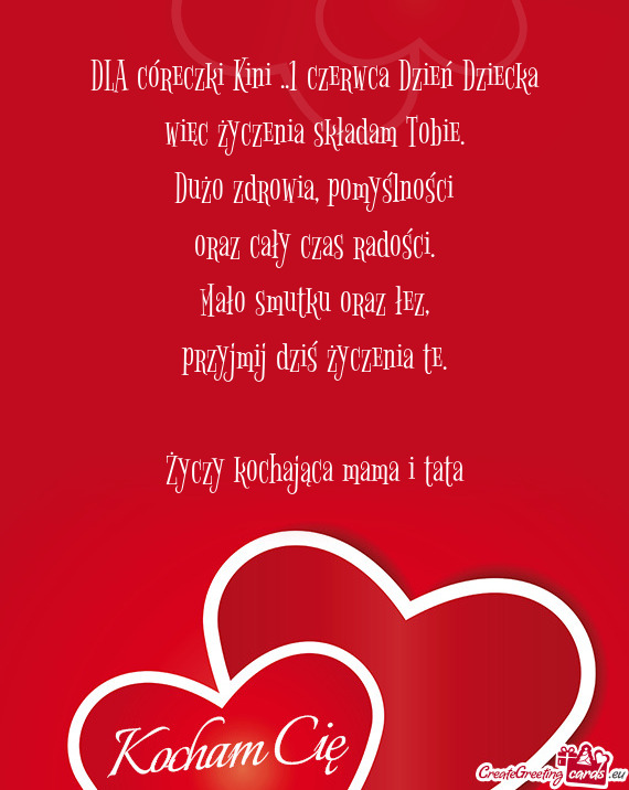 DLA córeczki Kini ..1 czerwca Dzień Dziecka