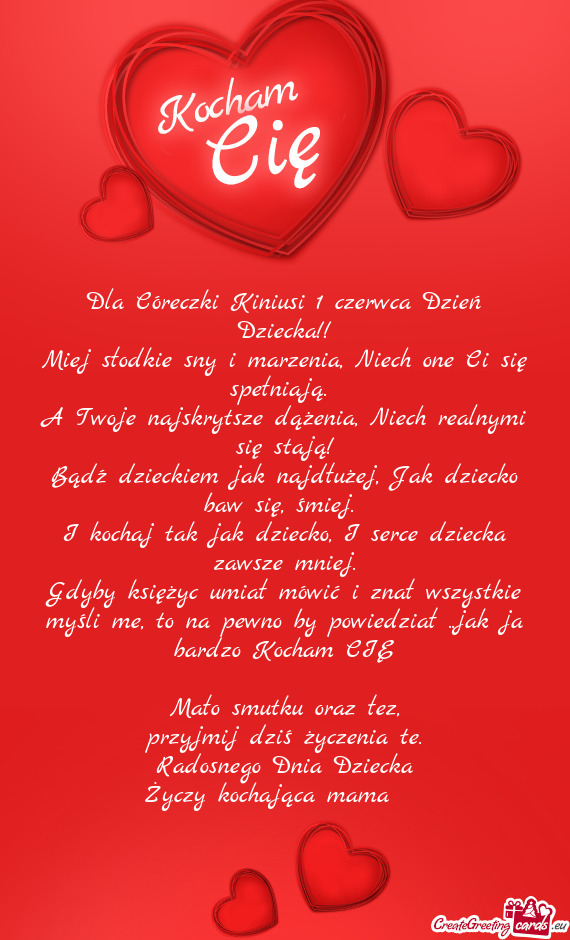 Dla Córeczki Kiniusi 1 czerwca Dzień Dziecka