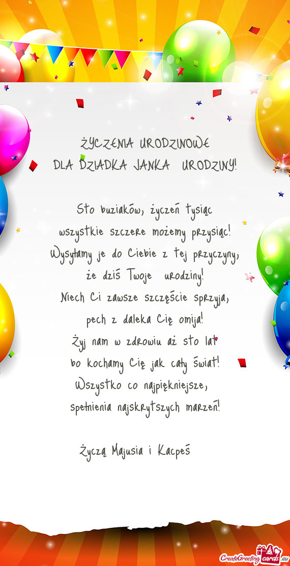 DLA DZIADKA JANKA URODZINY