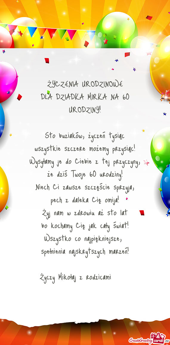 DLA DZIADKA MIRKA NA 60 URODZINY