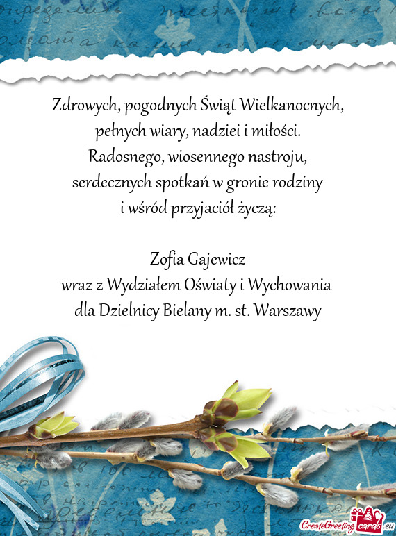 Dla Dzielnicy Bielany m. st. Warszawy