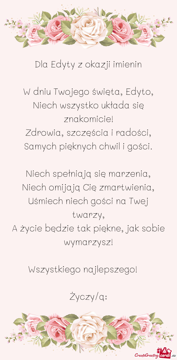 Dla Edyty z okazji imienin