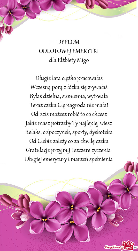 Dla Elżbiety Migo